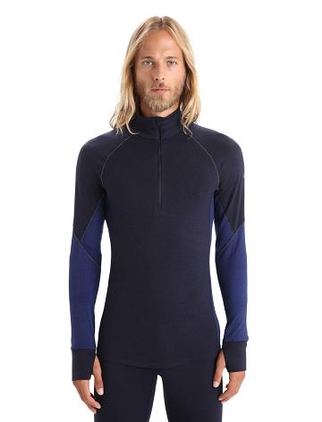 Base Layers Icebreaker BodyfitZone™ Merino 260 Zone Long Sleeve Half Zip Thermal Top Homme Bleu Marine Bleu Royal Bleu Marine | FR 1348ZUTG